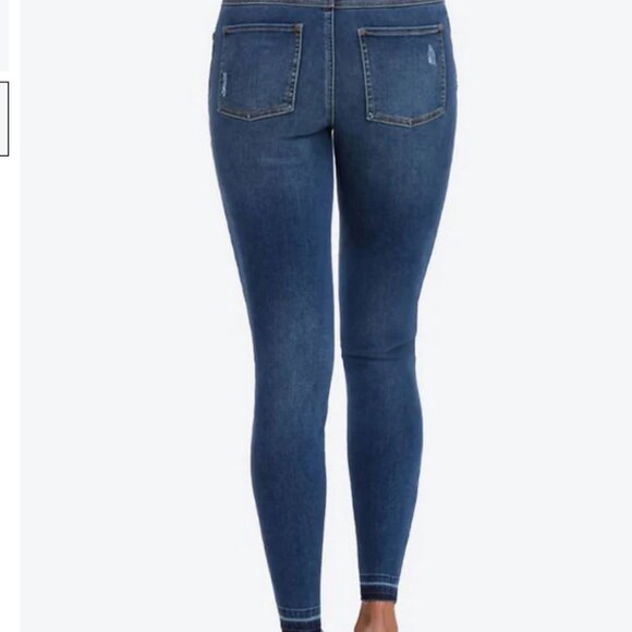 Spanx Women’s High-Rise Distressed Stretch Ankle Skinny Jeans - Dark Wash - Size - Picture 1 of 16